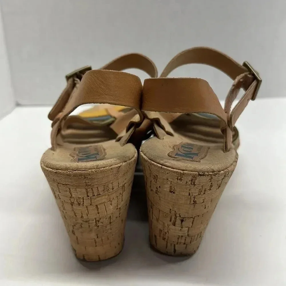 Kork Ease Wedges Sandals High Heel Shoes Wedge Leather MultiColor Strappy Size 8